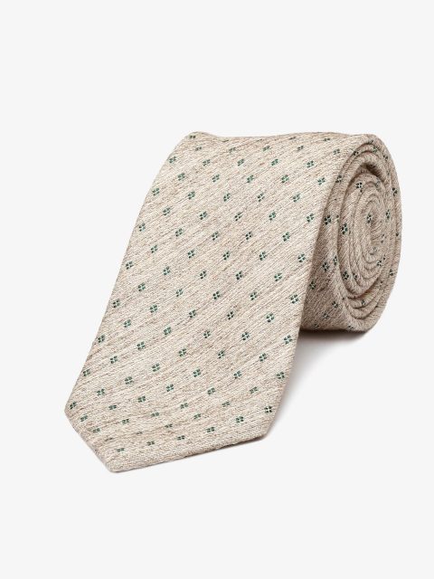 Beige Linen Blended Tie