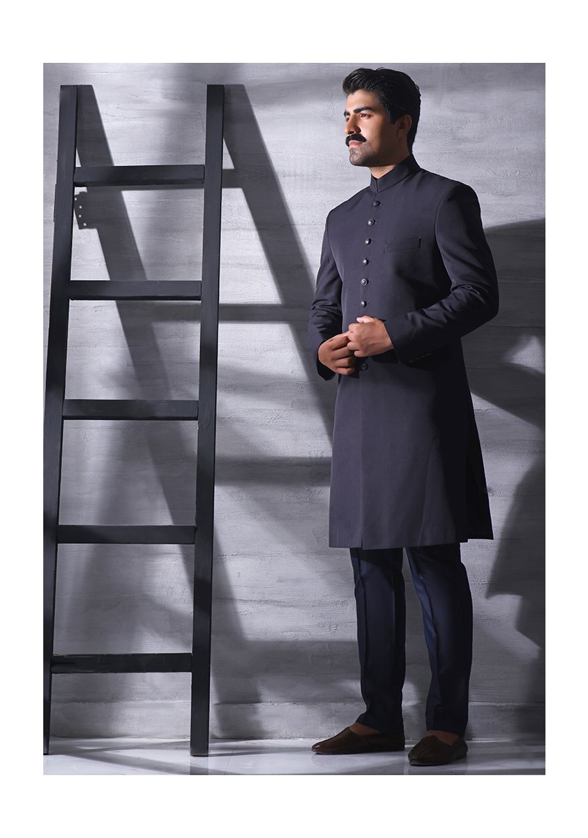 Classic Navy Blazer Suiting Traditional plain Sherwani