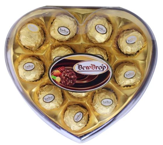 Dewdrop Chocolate 150gm Heart Golden